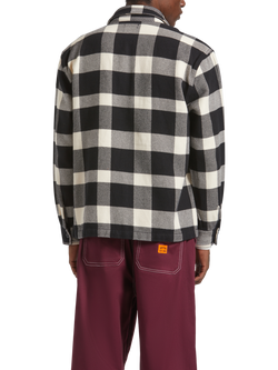 Brixton Union Cotton Blend Regular Fit Zip-Through Flannel Shirt, Off White Black - view 2, Off White Black