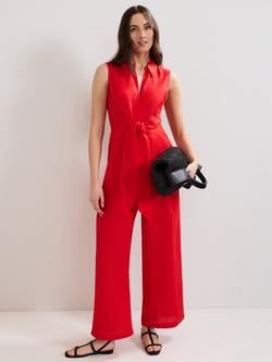 Phase Eight Becky Linen Blend Jumpsuit, Red