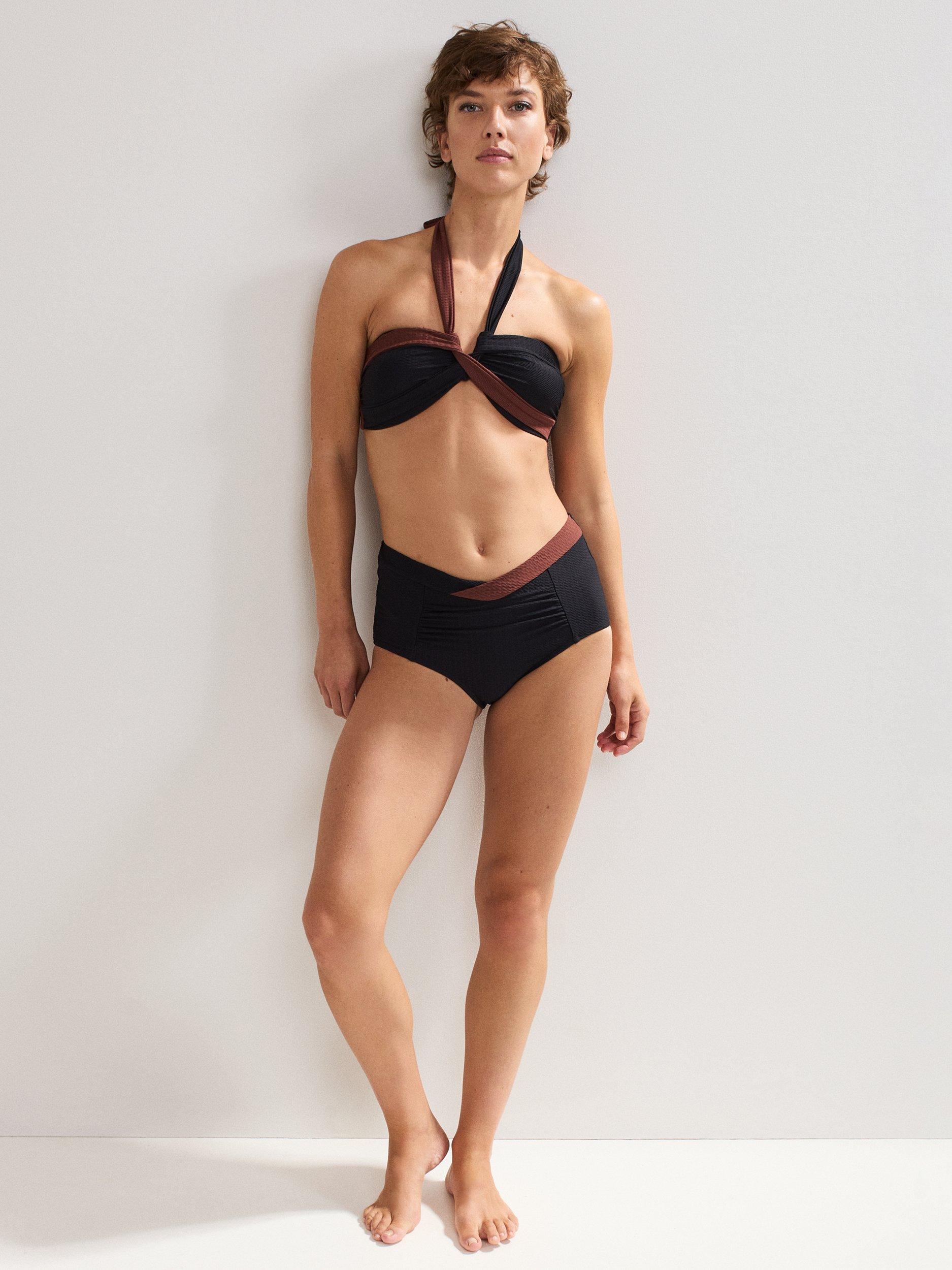 Product image 3 of 6, which shows Phase Eight Colour Block Bikini Bottoms, Black, 8