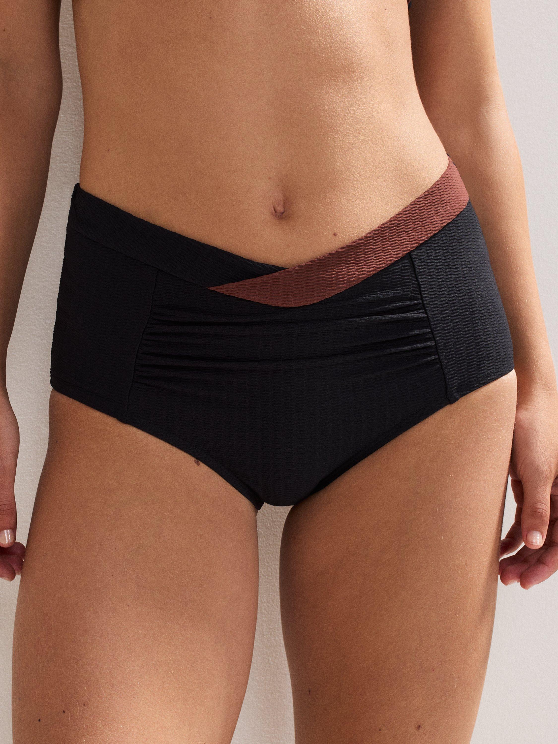 Product image 4 of 6, which shows Phase Eight Colour Block Bikini Bottoms, Black, 8