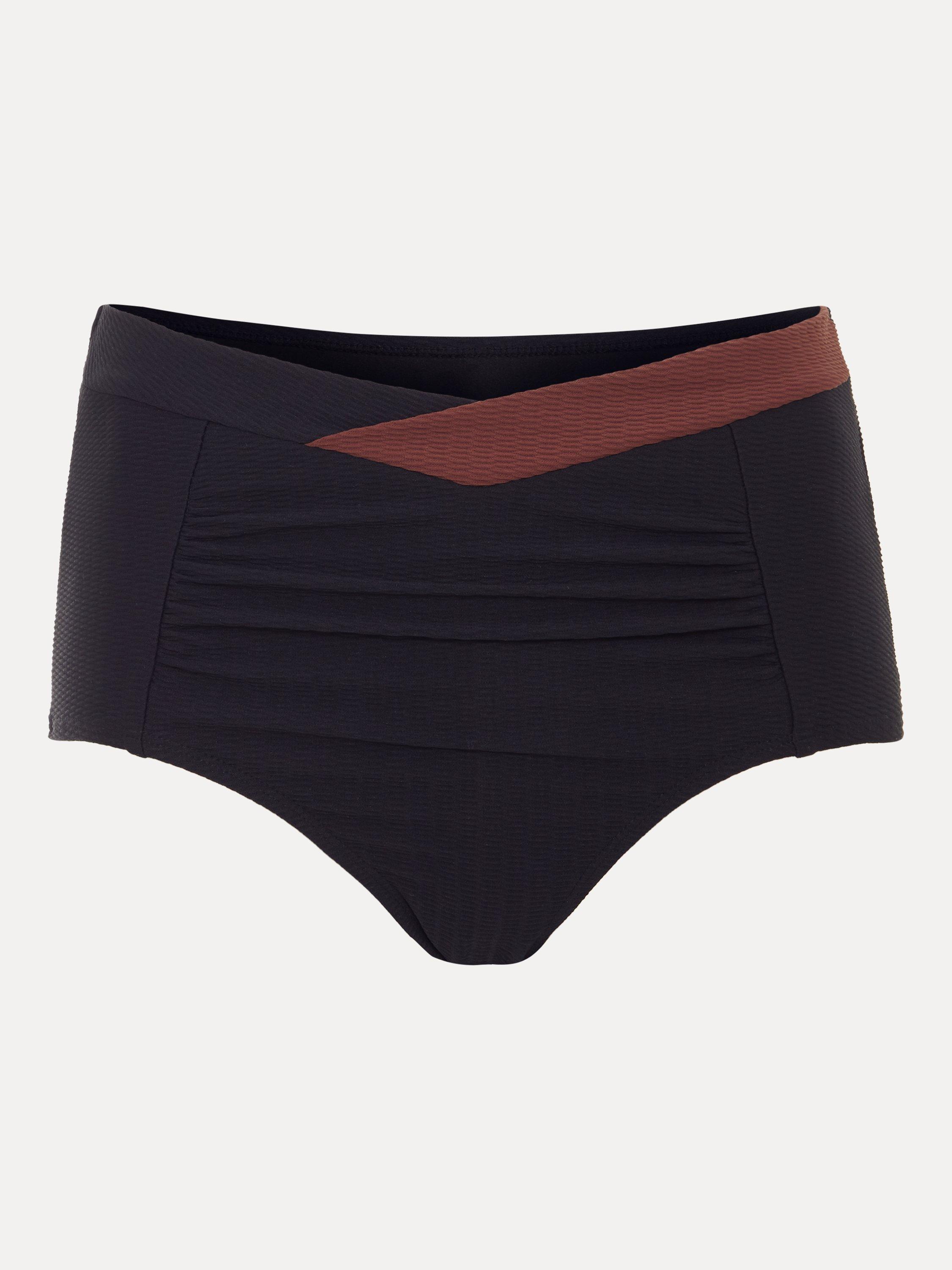 Product image 5 of 6, which shows Phase Eight Colour Block Bikini Bottoms, Black, 8