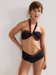 Phase Eight Colour Block Halterneck Bikini Top, Black