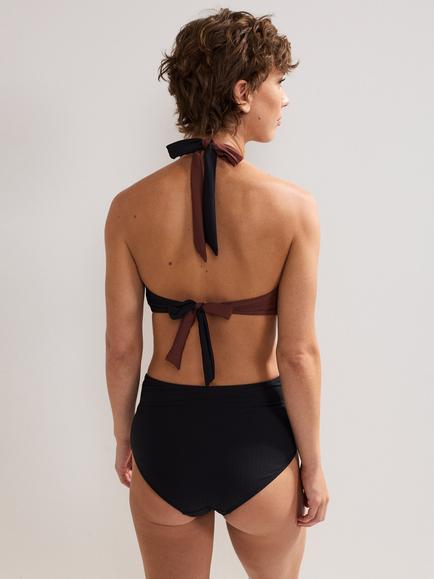 Phase Eight Colour Block Halterneck Bikini Top, Black - view 2, Black