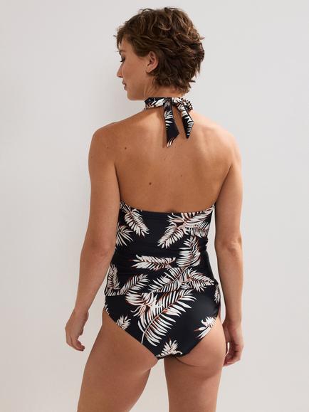Phase Eight Halterneck Palm Print Tankini Top, Black - view 2, Black