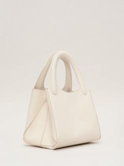 Phase Eight Square Mini Leather Tote Bag, Ivory - view 2, Ivory