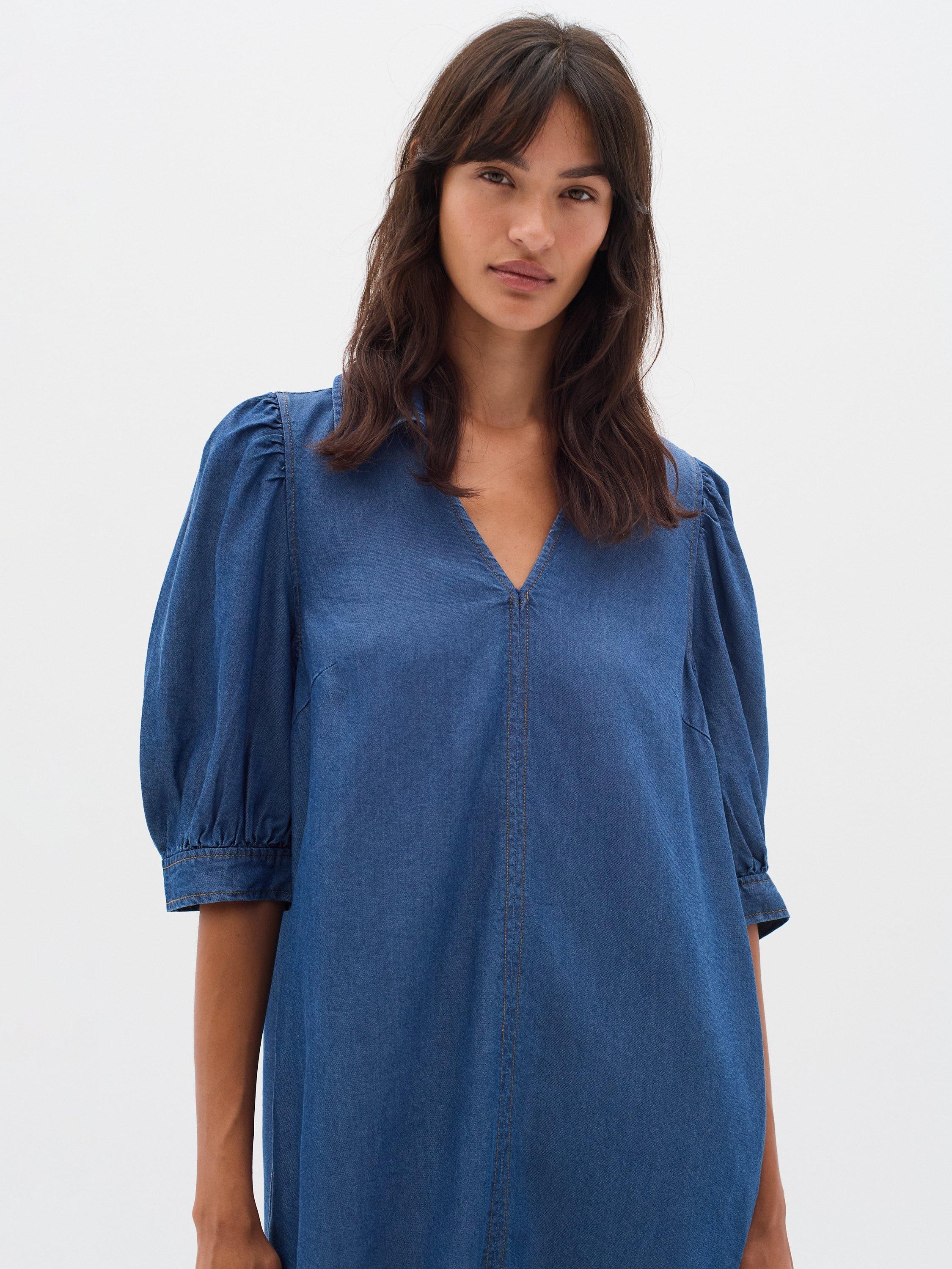 Product image 3 of 6, which shows InWear Rachel Short Sleeve Denim Dress, Medium Blue, 14