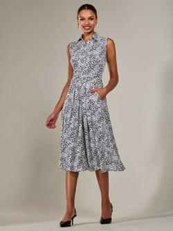 Jolie Moi Sleeveless Polka Dot Shirt Dress, White/Black - view 2, White/Black