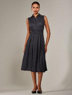 Jolie Moi Sleeveless Polka Dot Shirt Dress, Black - view 2, Black