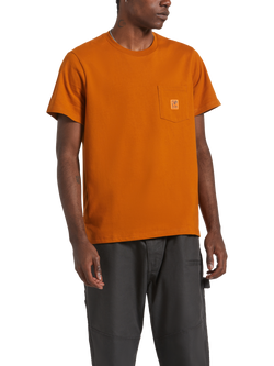 Brixton Union Heavyweight Boxy Pocket Cotton T-Shirt, Rustic Caramel, Rustic Caramel