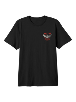 Brixton Waller Cotton Regular Fit Short Sleeve T-Shirt, Black Worn Wash, Black Worn Wash