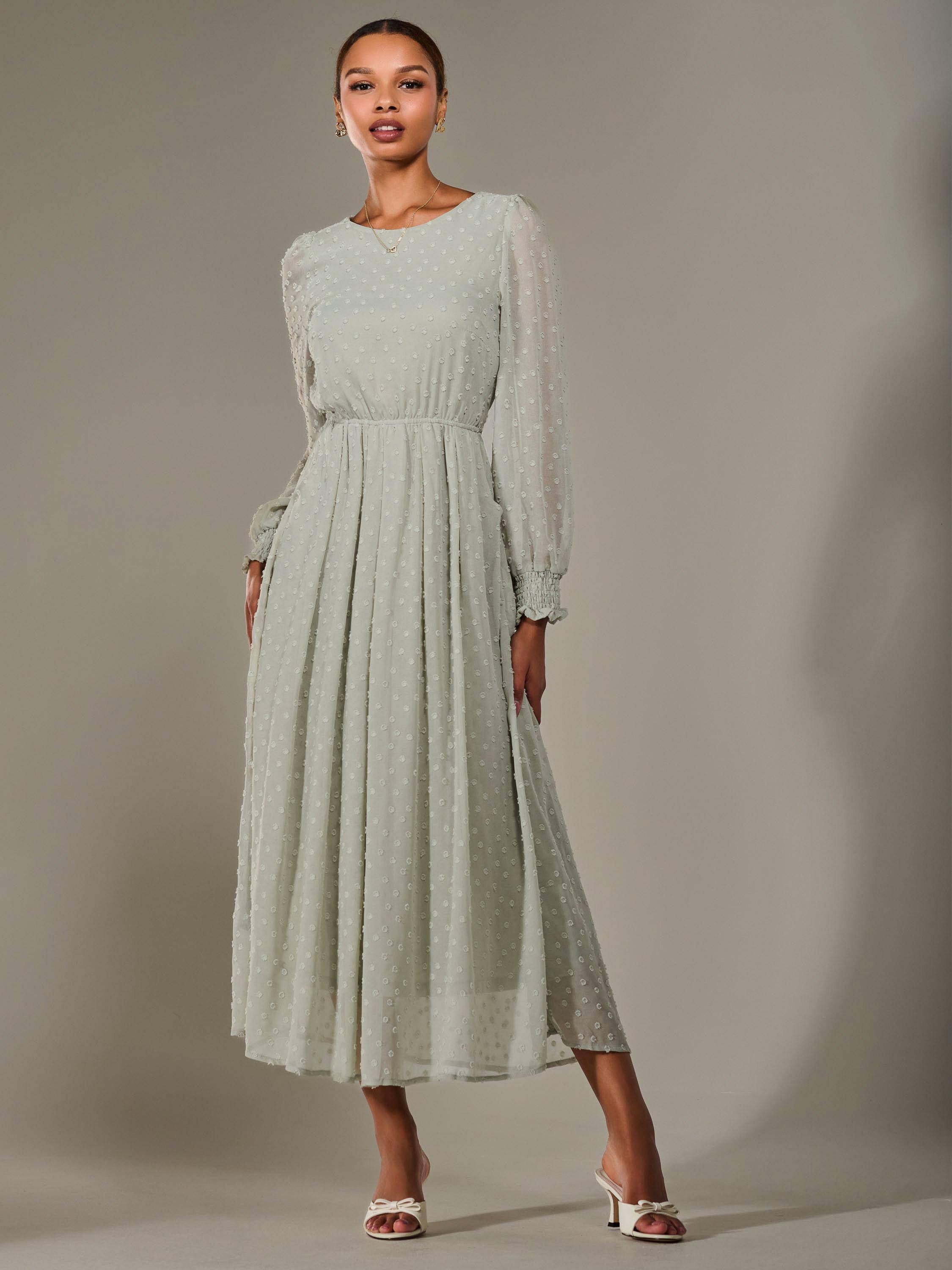 Product image 1 of 7, which shows Jolie Moi Chiffon Midaxi Dress, Light Green, 8