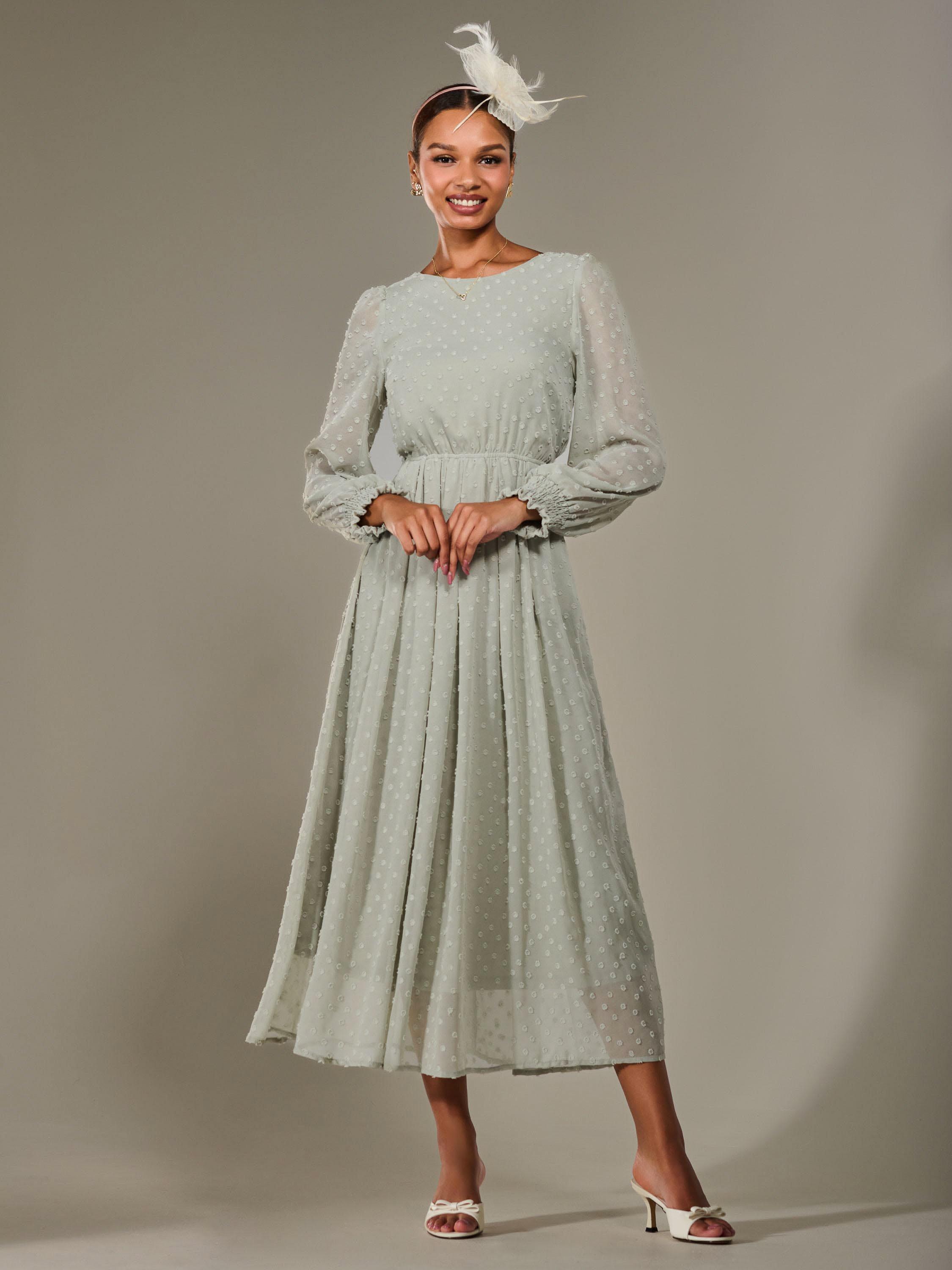 Product image 2 of 7, which shows Jolie Moi Chiffon Midaxi Dress, Light Green, 8