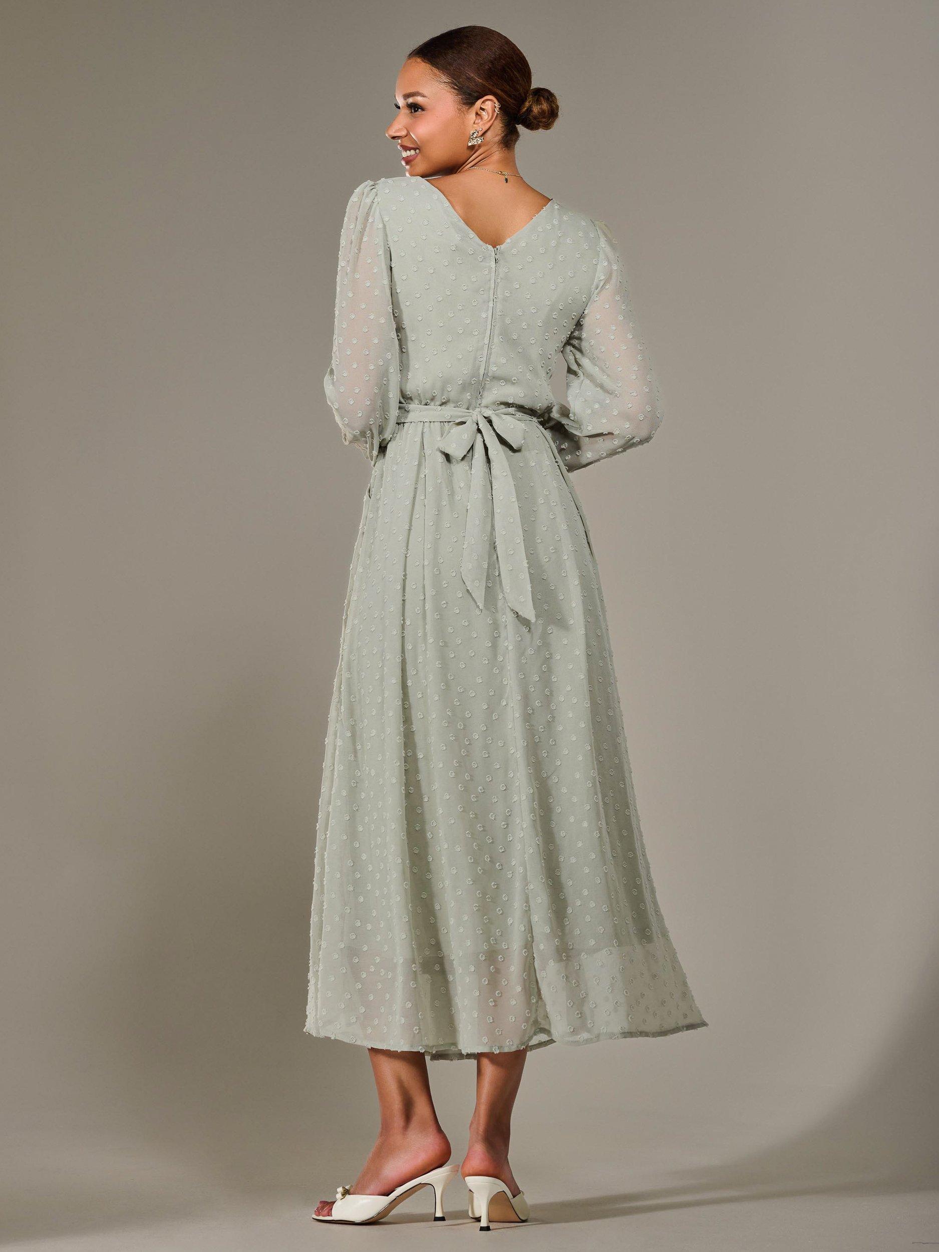 Product image 3 of 7, which shows Jolie Moi Chiffon Midaxi Dress, Light Green, 8
