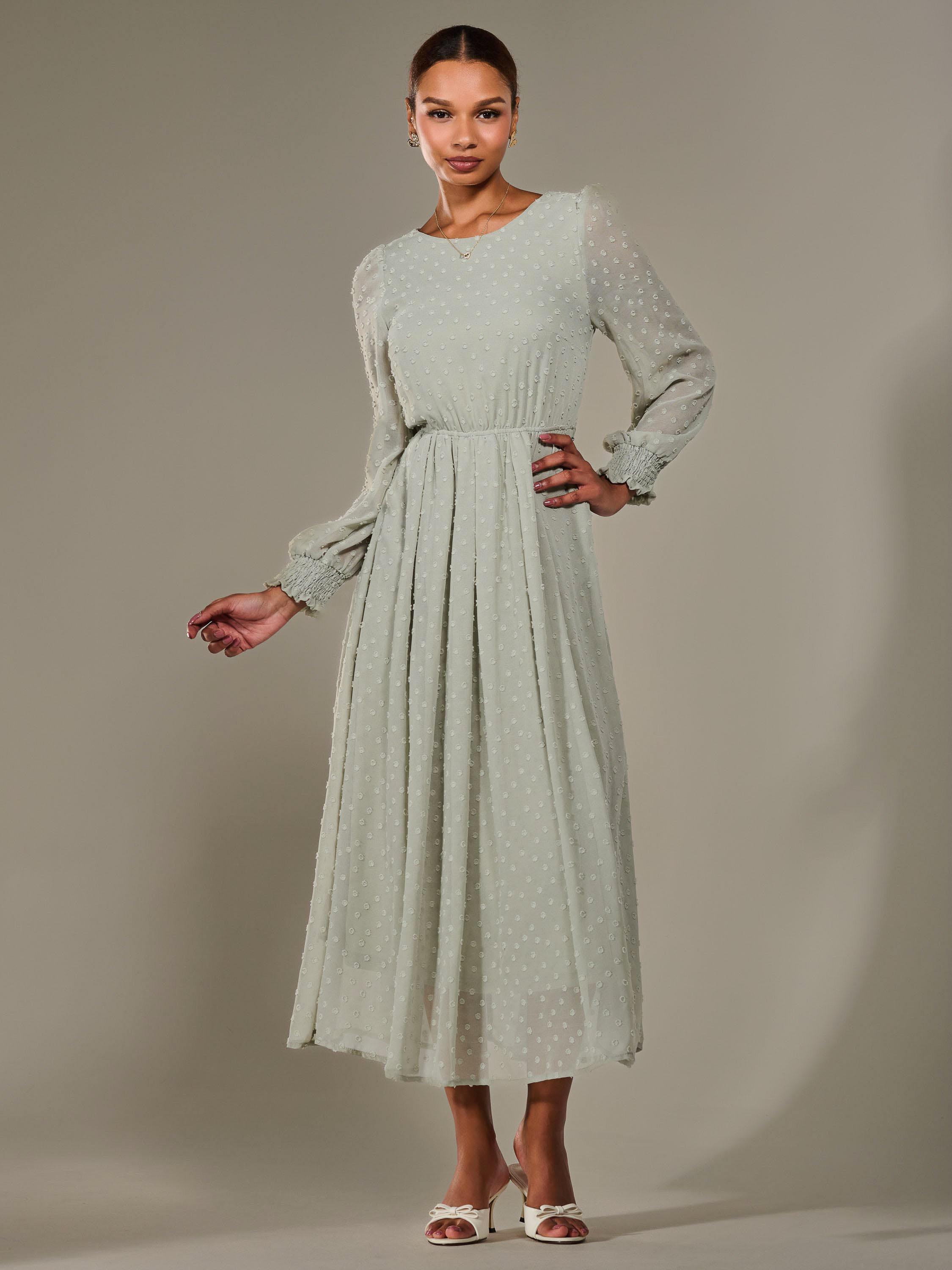 Product image 5 of 7, which shows Jolie Moi Chiffon Midaxi Dress, Light Green, 8