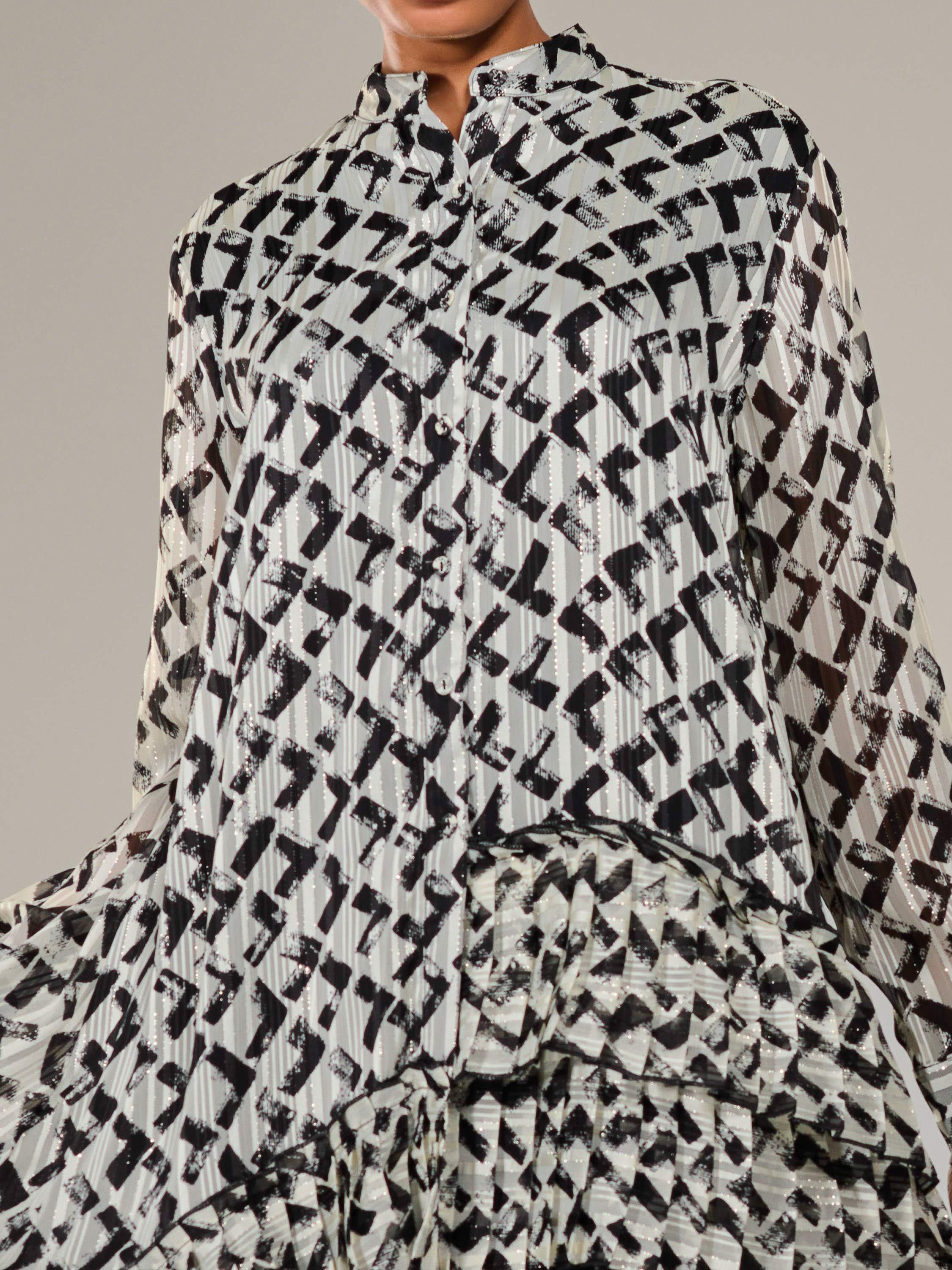 Product image 4 of 7, which shows Jolie Moi Geometric Dipped Hem Midi Dress, Black/Multi, 8
