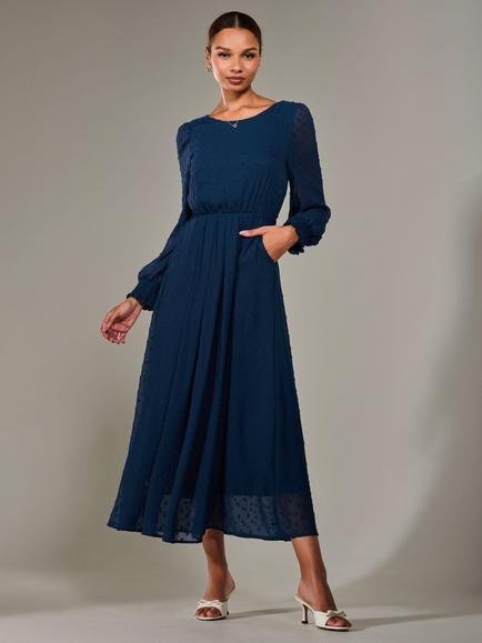 Jolie Moi Chiffon Midaxi Dress - view 2, Navy