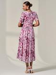 Jolie Moi Petite Floral Ruched Midi Dress, Pink