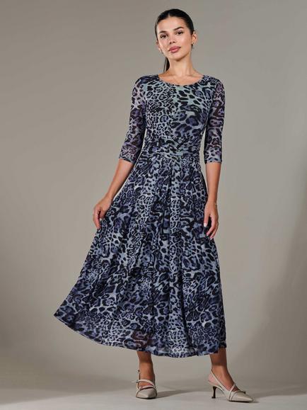 Jolie Moi Petite Animal Print Pleated Midi Dress, Multi - view 2, Multi