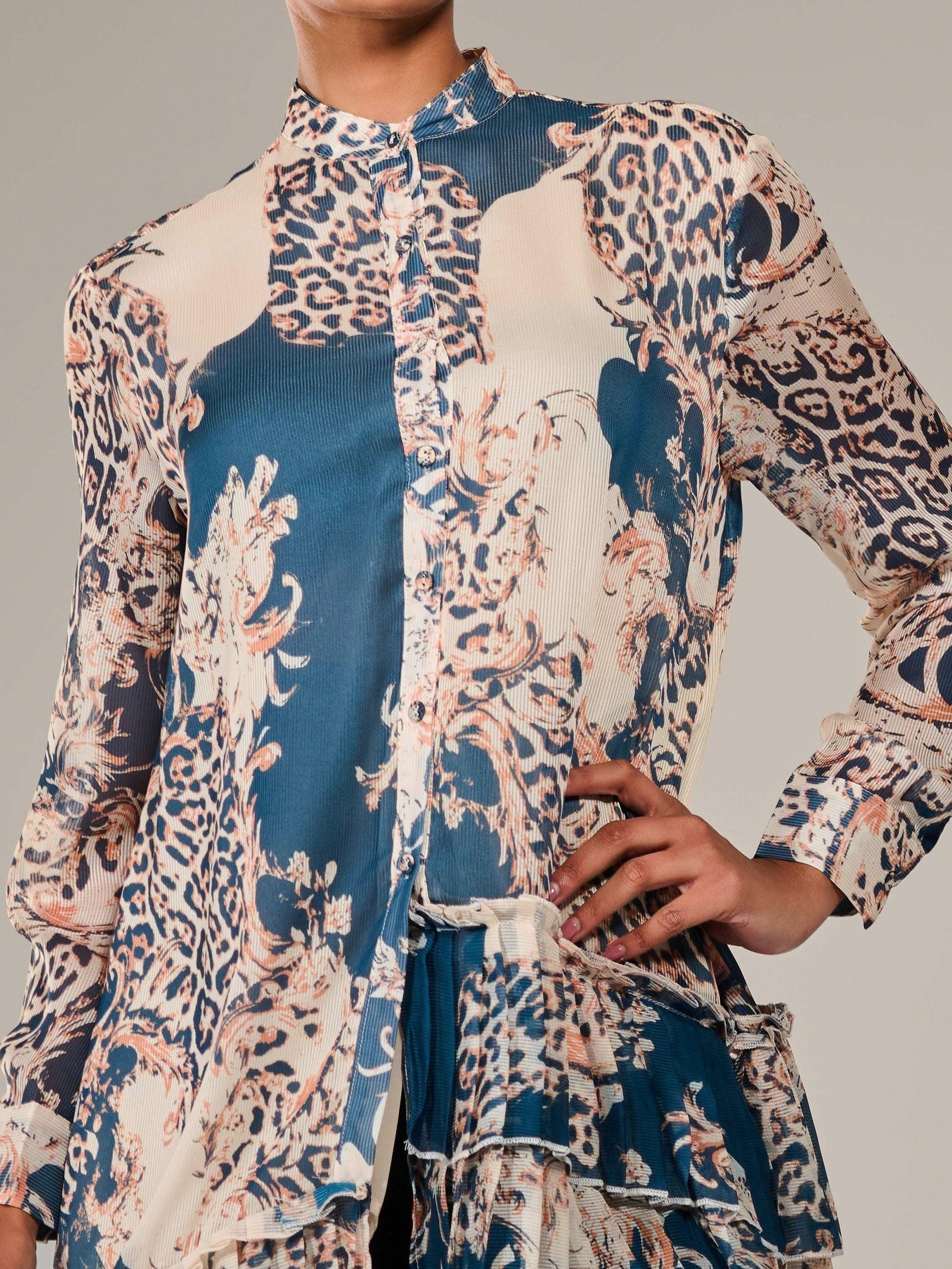 Product image 4 of 7, which shows Jolie Moi Animal Print Dip Hem Midi Dress, Teal/Multi, 8