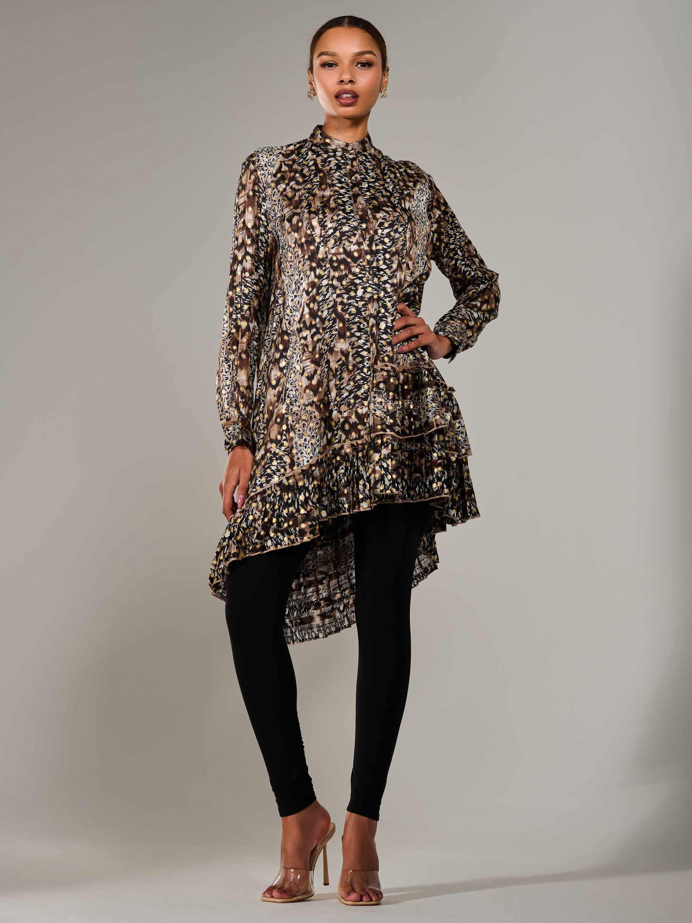 Product image 2 of 7, which shows Jolie Moi Animal Print Midi Shirt Dress, Multi, 8