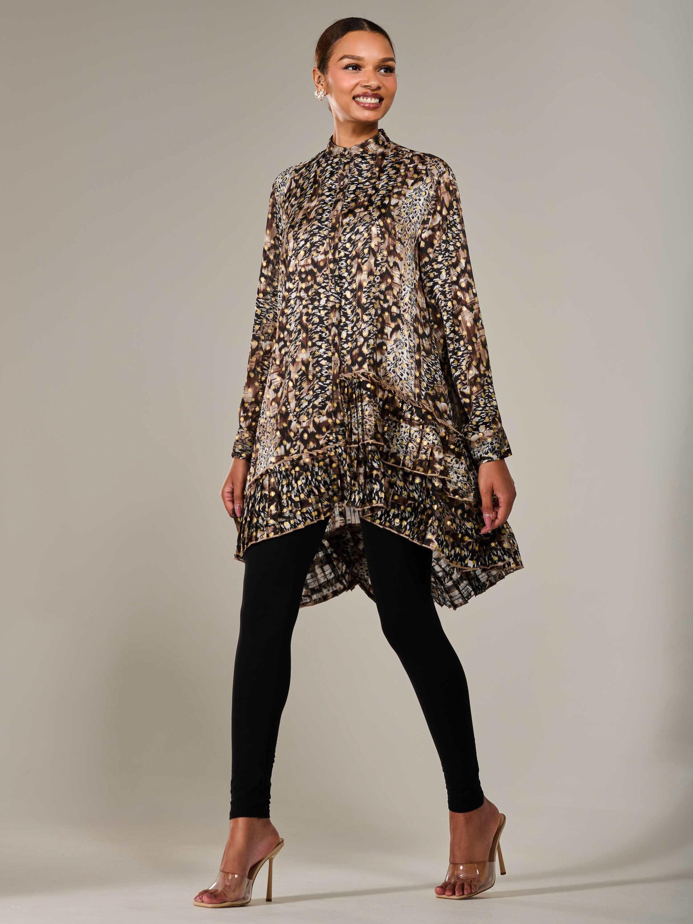 Product image 5 of 7, which shows Jolie Moi Animal Print Midi Shirt Dress, Multi, 8