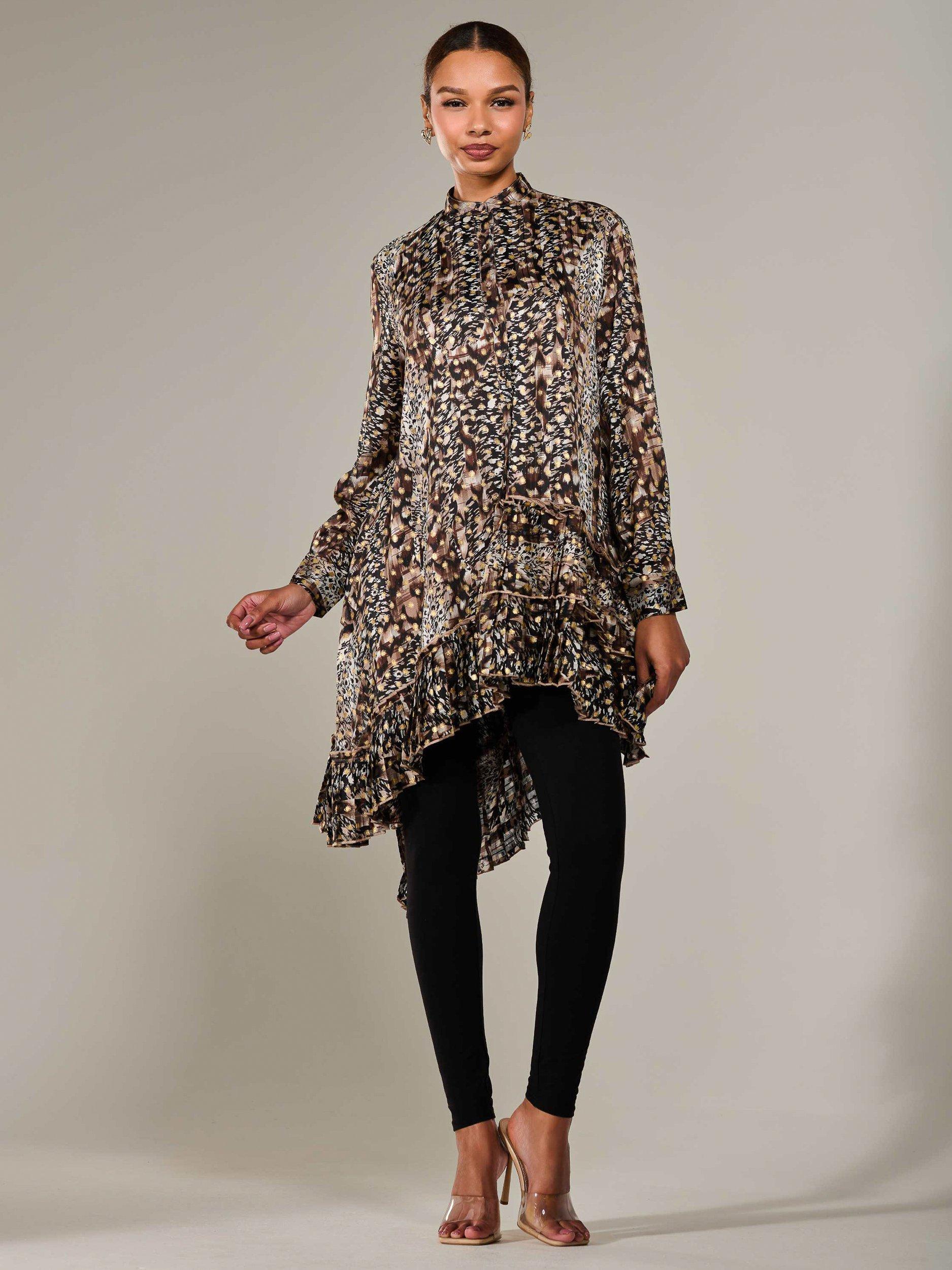 Product image 6 of 7, which shows Jolie Moi Animal Print Midi Shirt Dress, Multi, 8