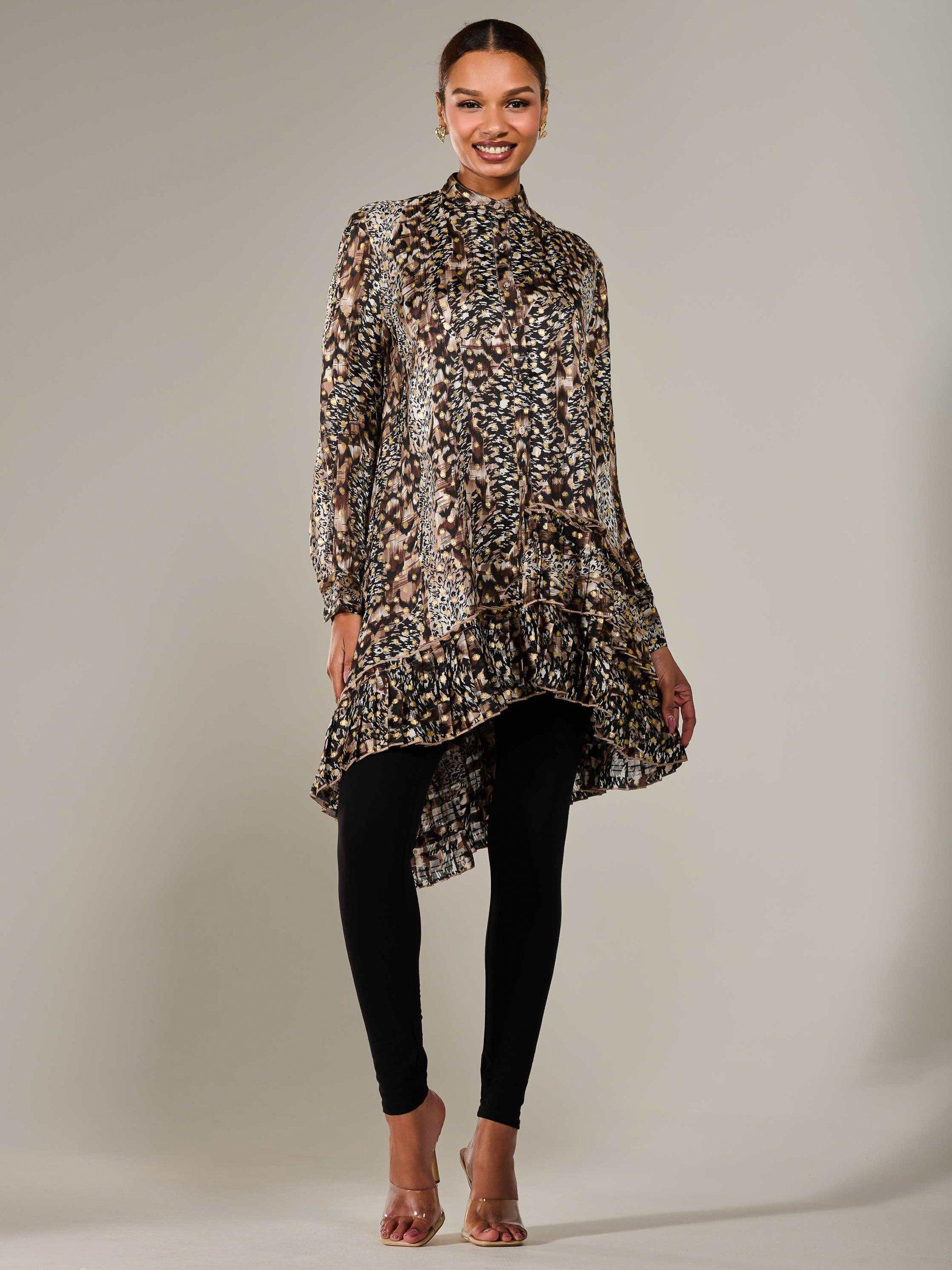 Product image 7 of 7, which shows Jolie Moi Animal Print Midi Shirt Dress, Multi, 8