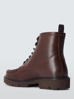 John Lewis Leather Apron Toe Lace Up Ankle Boots, Chocolate - view 2, Chocolate