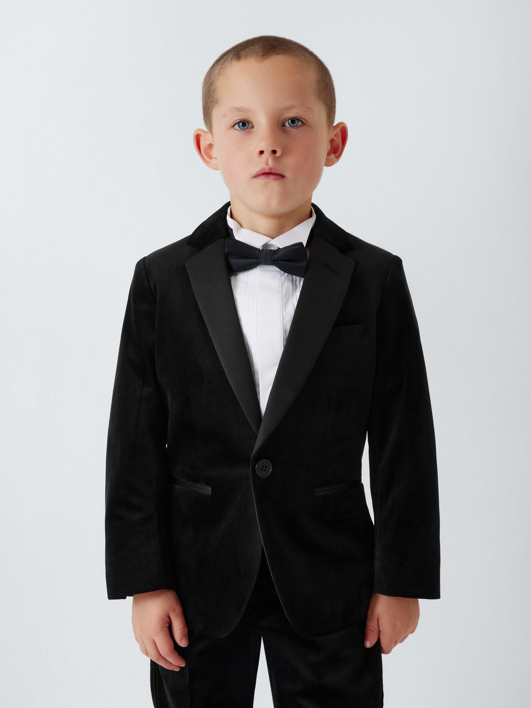 Product image 1 of 7, which shows John Lewis Heirloom Collection Kids' Velvet Blazer, Black, 4 years