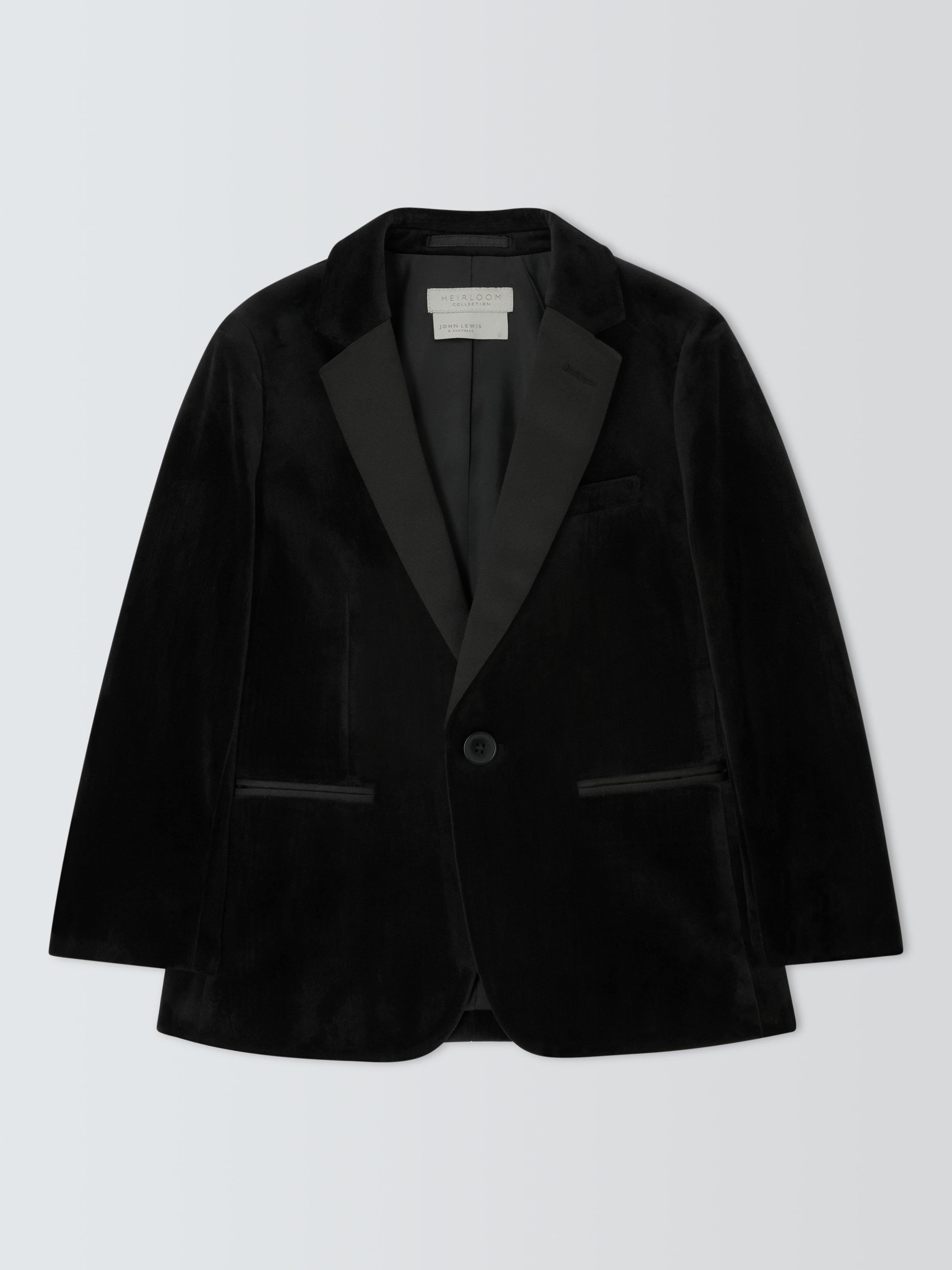 Product image 3 of 7, which shows John Lewis Heirloom Collection Kids' Velvet Blazer, Black, 4 years