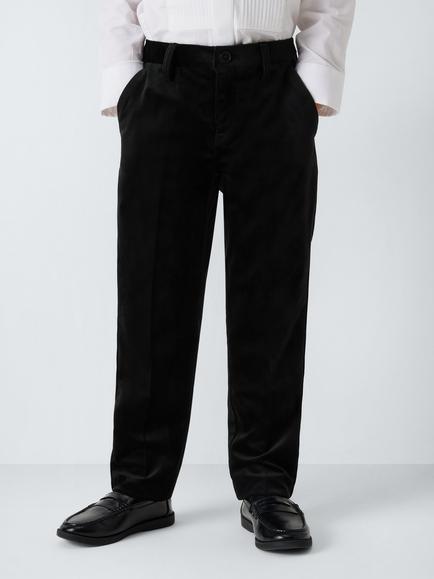 John Lewis Heirloom Collection Kids' Velvet Tailored Trousers, Black, Black