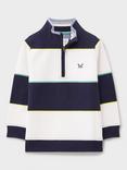 Crew Clothing Kids' Cotton Blend Half Zip Striped Jumper, Multi White