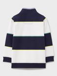 Crew Clothing Kids' Cotton Blend Half Zip Striped Jumper, Multi White