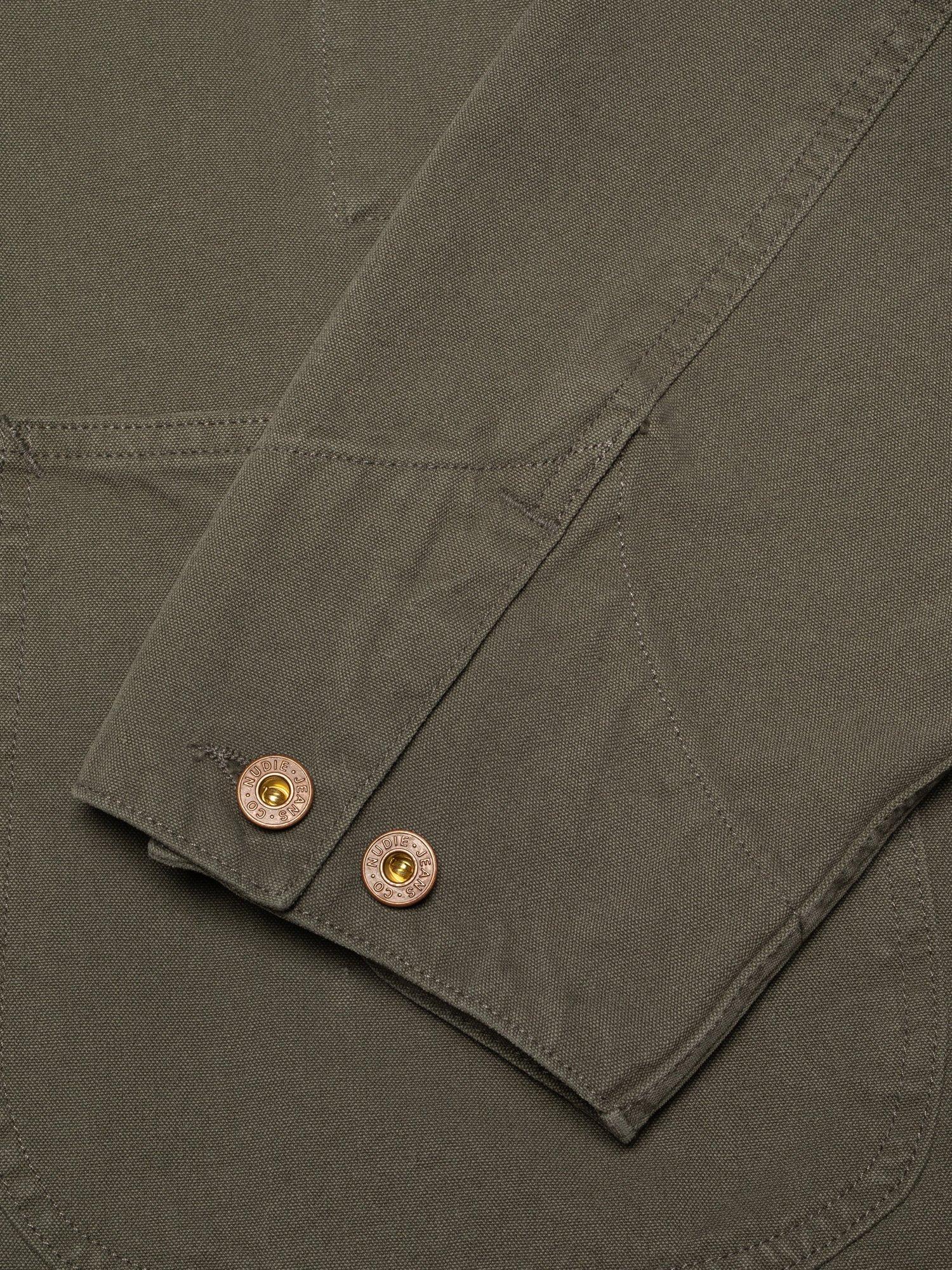 Product image 4 of 7, which shows Nudie Jeans Howie Duck Canvas Denim Jacket, Green, S