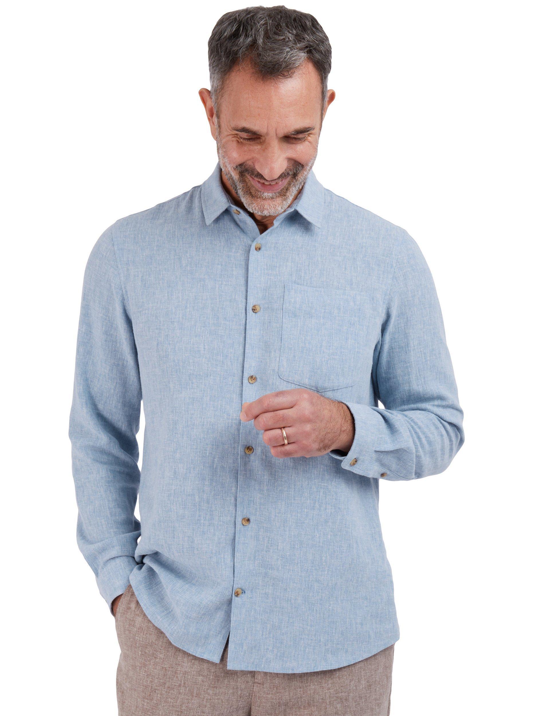 Product image 1 of 9, which shows Rohan Ravello Long Sleeve Linen Blend Shirt, Chambray Blue, S