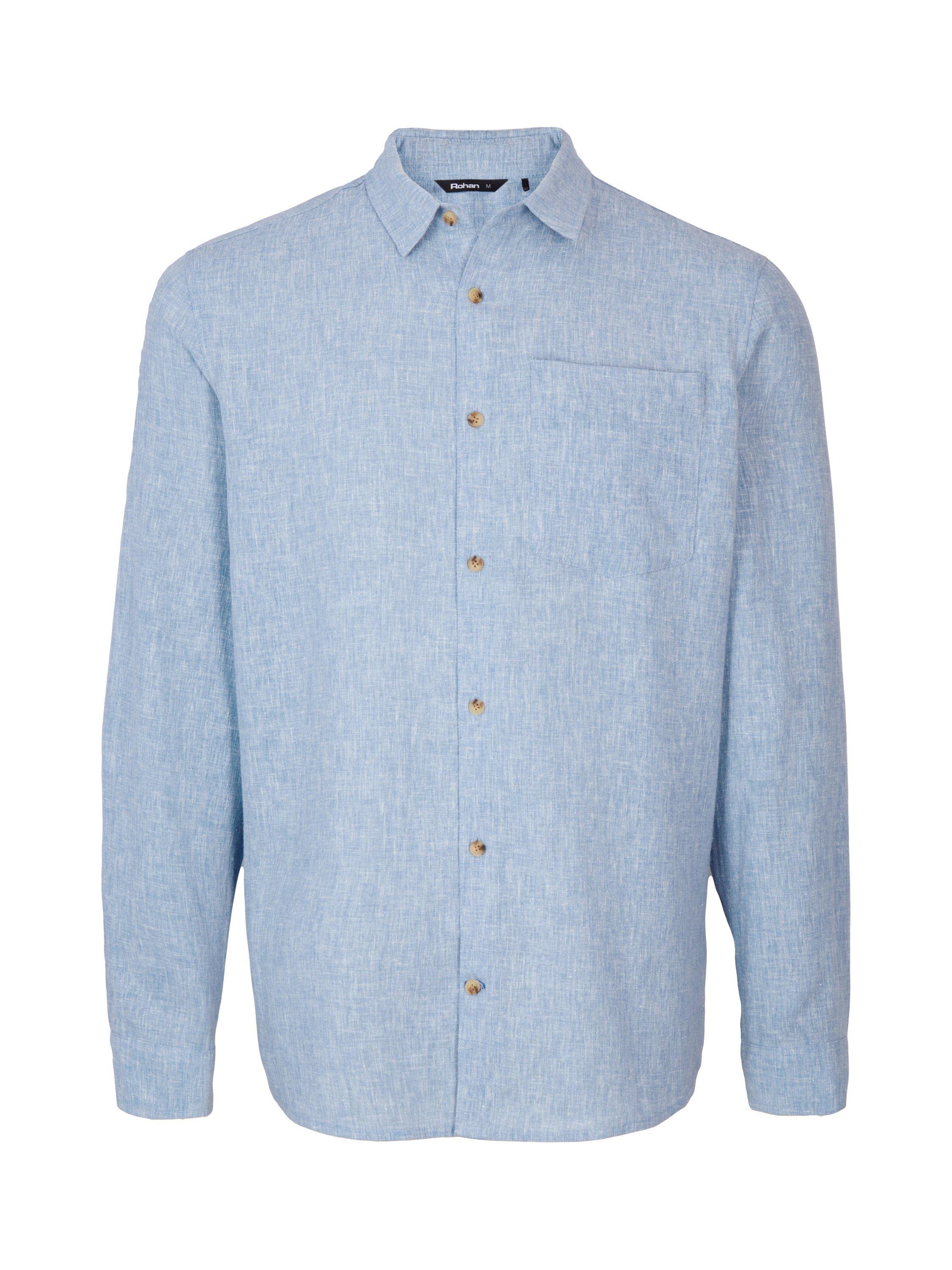 Product image 3 of 9, which shows Rohan Ravello Long Sleeve Linen Blend Shirt, Chambray Blue, S