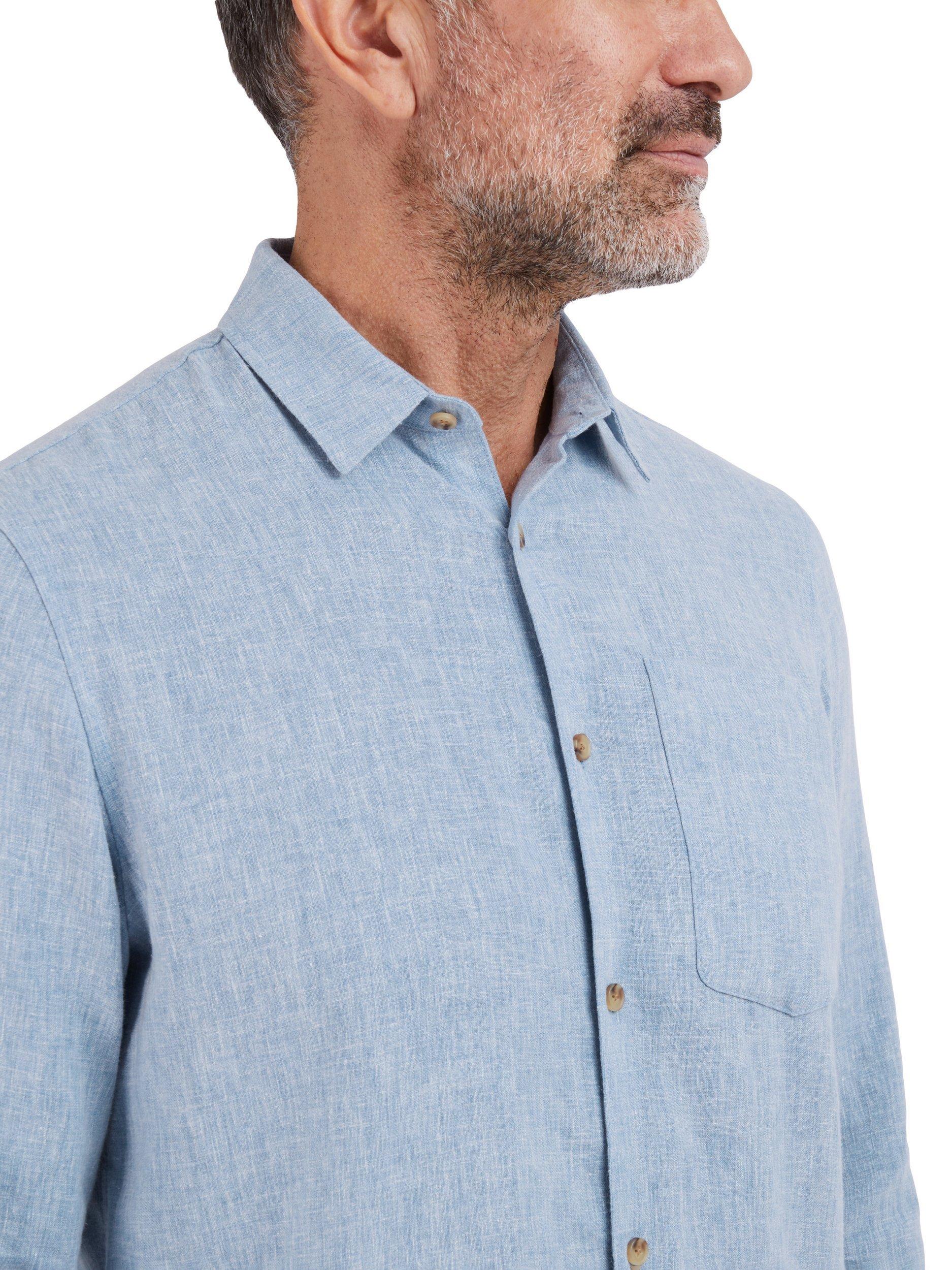Product image 5 of 9, which shows Rohan Ravello Long Sleeve Linen Blend Shirt, Chambray Blue, S