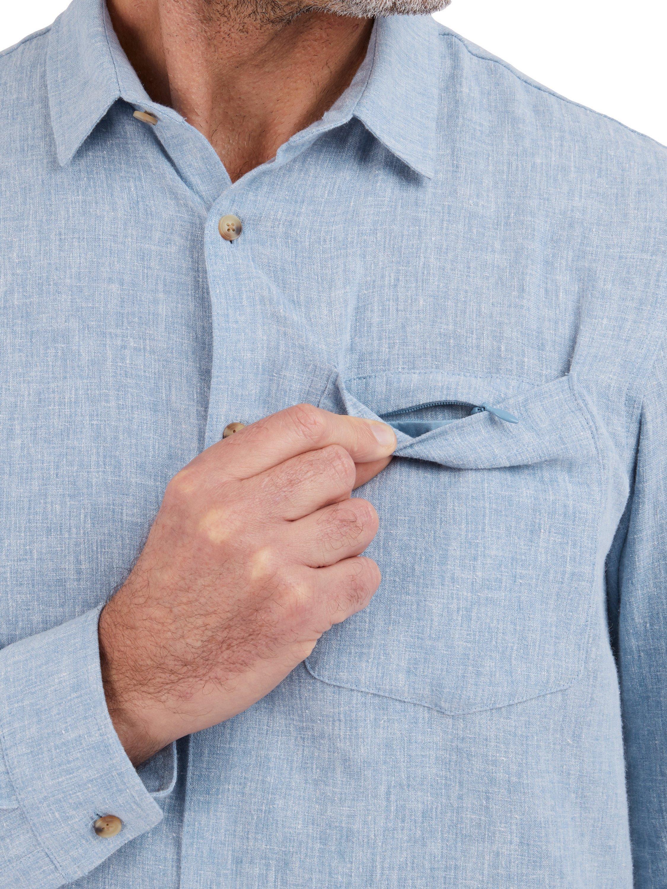Product image 6 of 9, which shows Rohan Ravello Long Sleeve Linen Blend Shirt, Chambray Blue, S