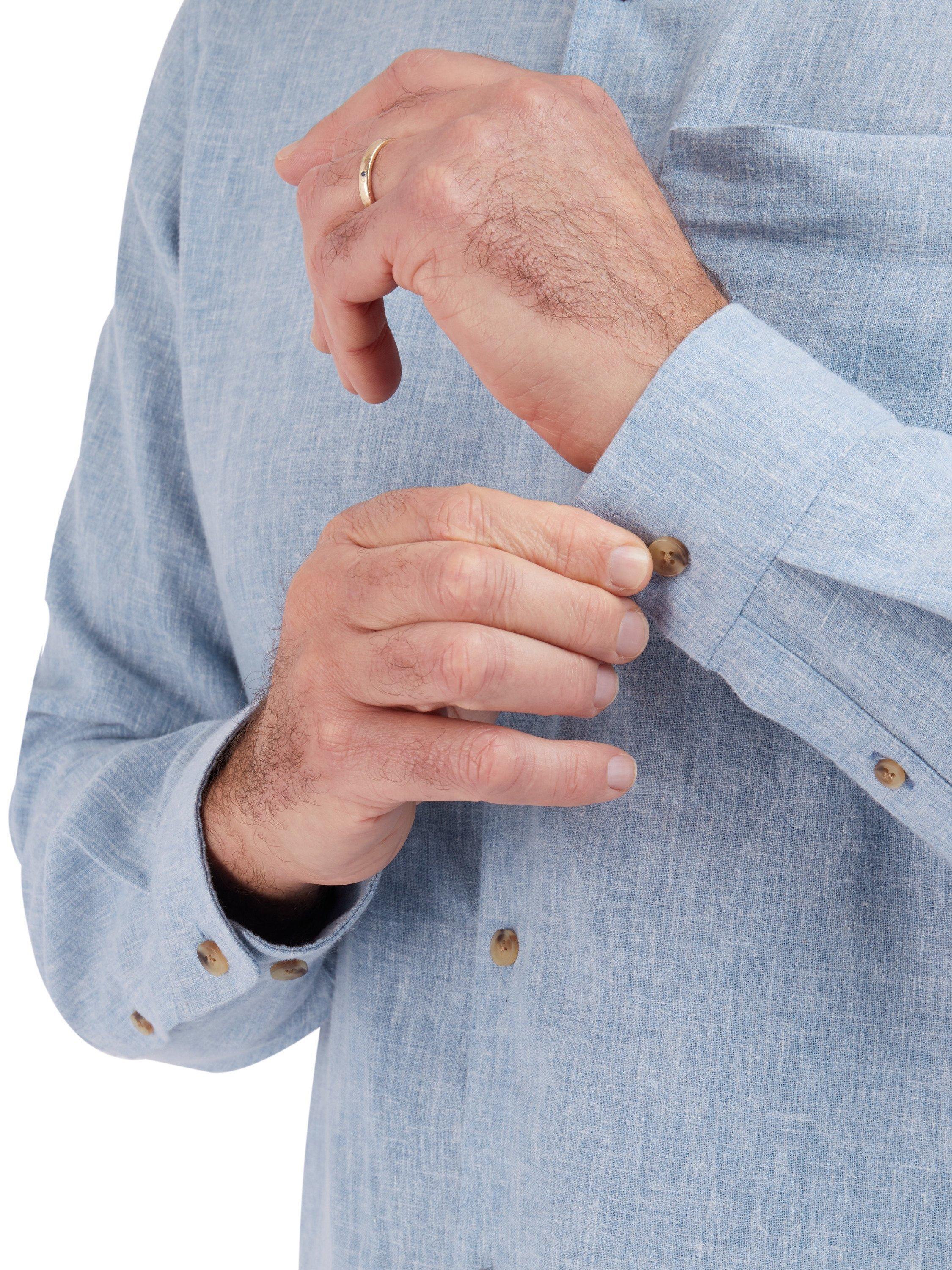 Product image 7 of 9, which shows Rohan Ravello Long Sleeve Linen Blend Shirt, Chambray Blue, S