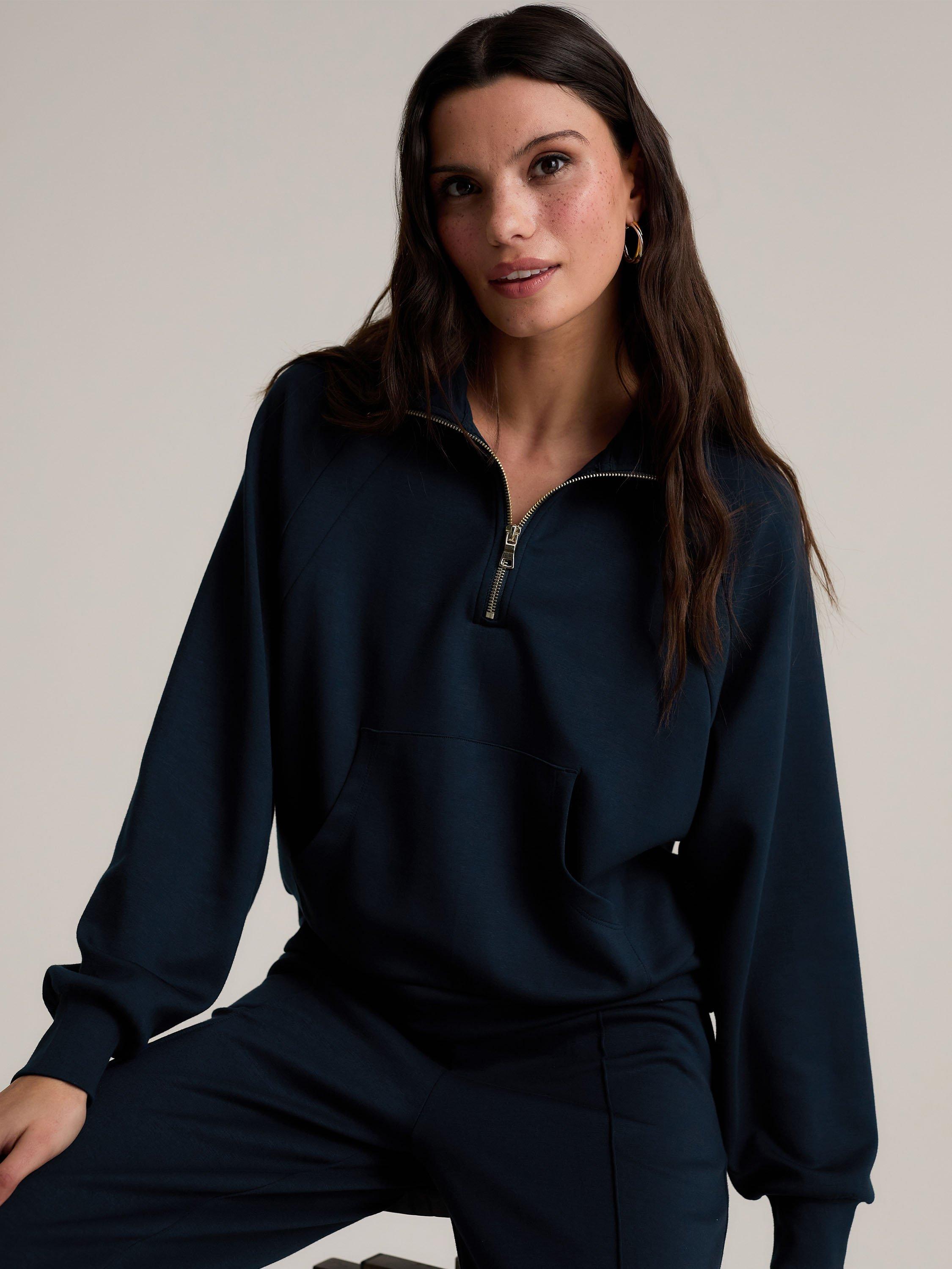 Product image 2 of 4, which shows Chelsea Peers LuxeComfort Scuba Sweatshirt, Navy, 6