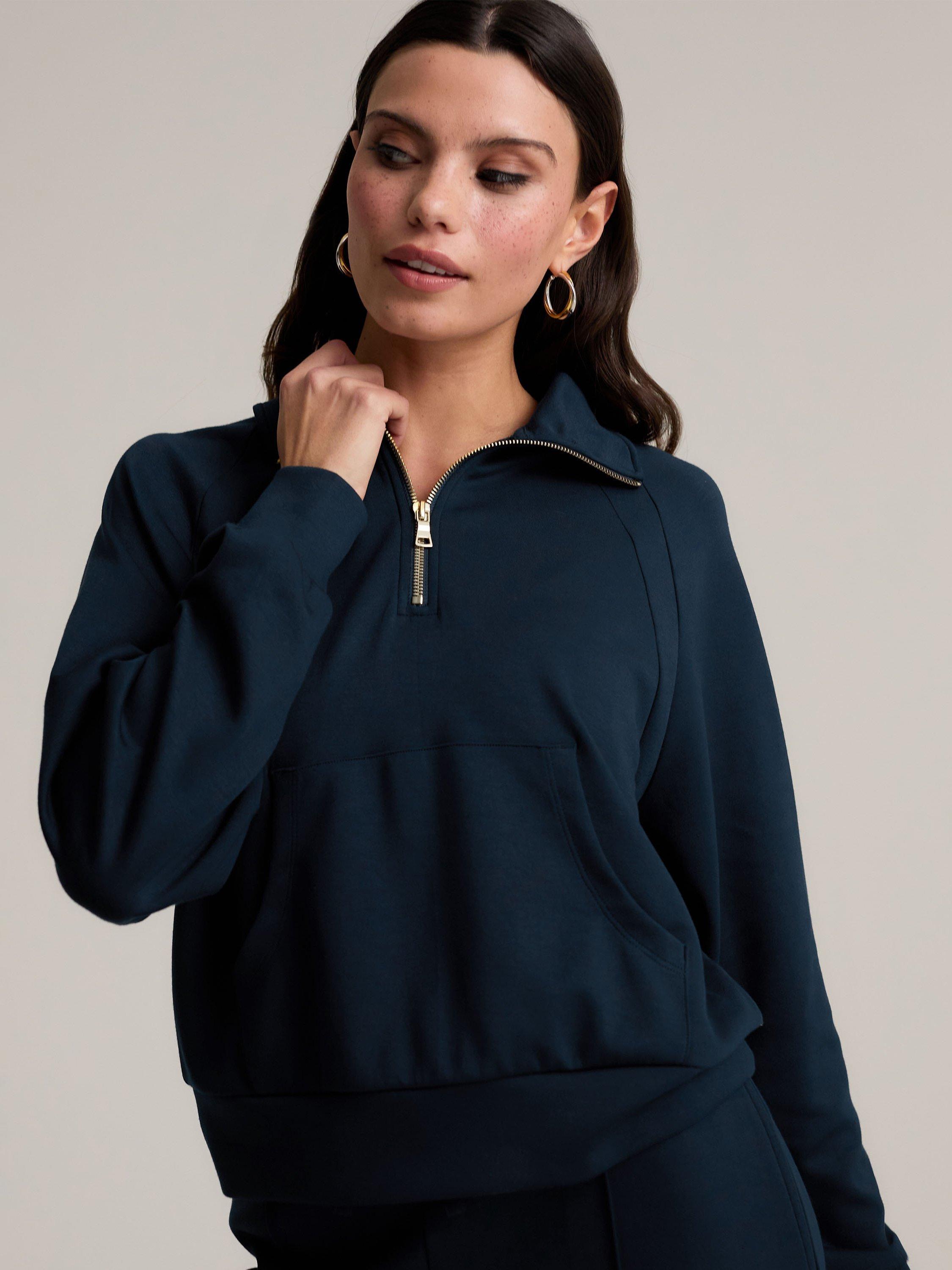 Product image 3 of 4, which shows Chelsea Peers LuxeComfort Scuba Sweatshirt, Navy, 6