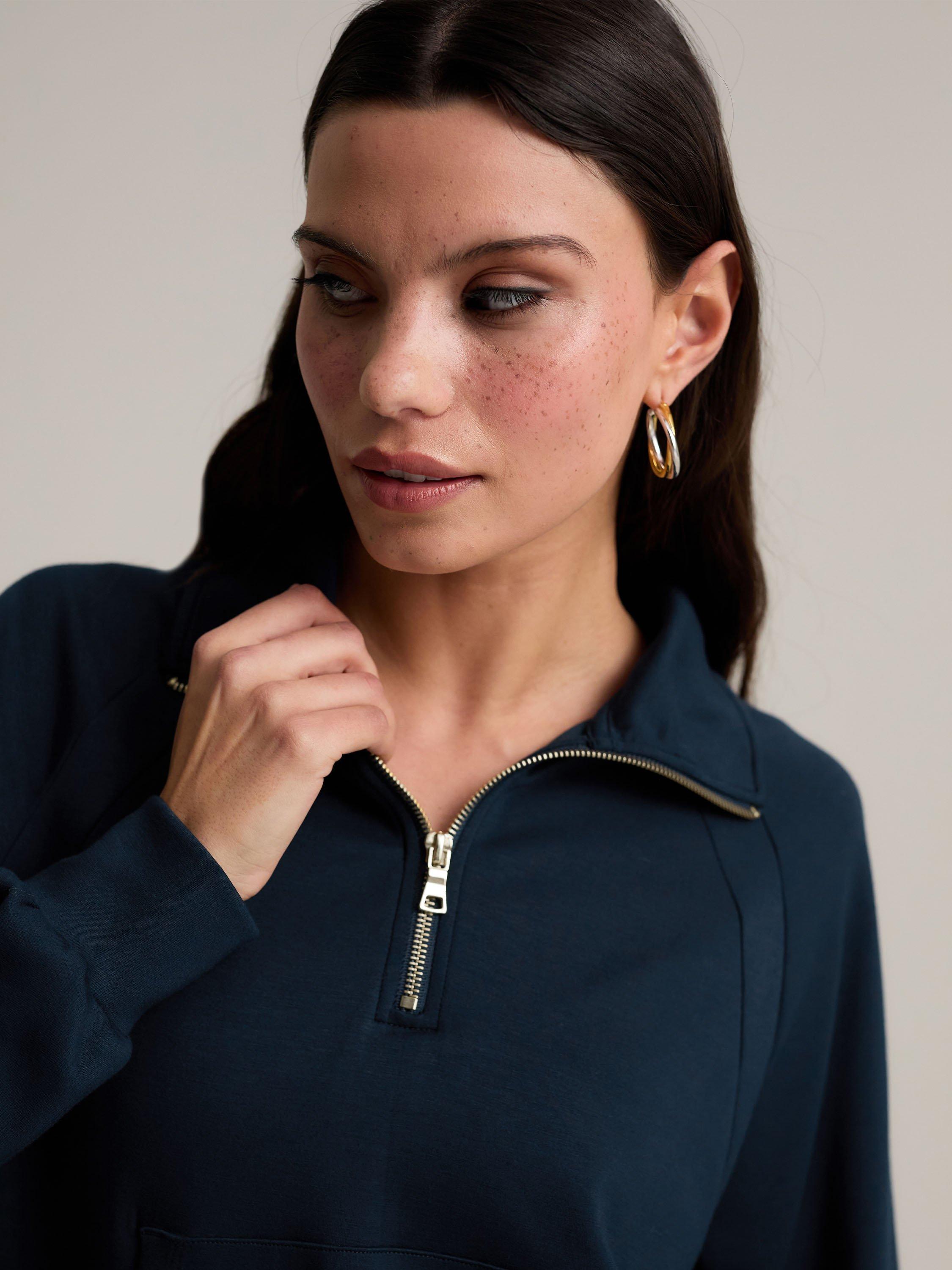 Product image 4 of 4, which shows Chelsea Peers LuxeComfort Scuba Sweatshirt, Navy, 6