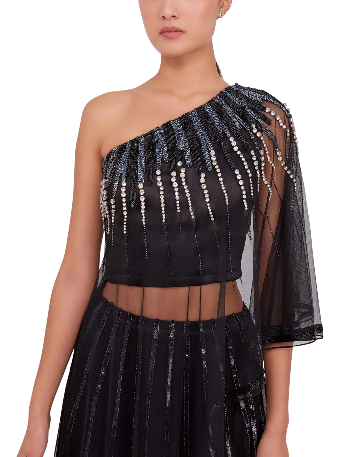 Product image 2 of 3, which shows Raishma Shania Embellished One Shoulder Gown, Black, 12