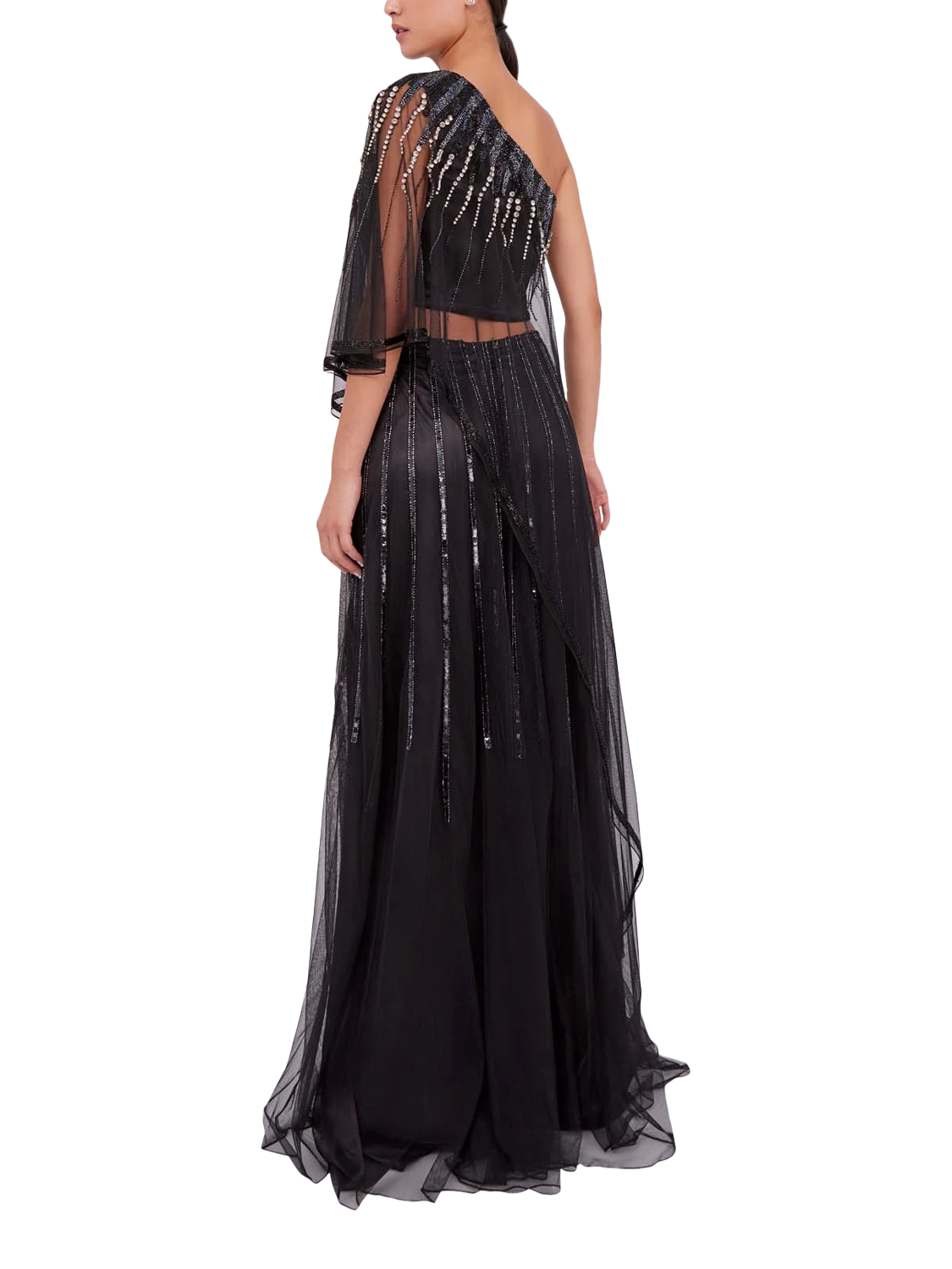 Product image 3 of 3, which shows Raishma Shania Embellished One Shoulder Gown, Black, 12