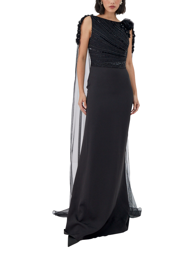Product image 1 of 3, which shows Raishma Delilah Beaded Gown, Black, 8
