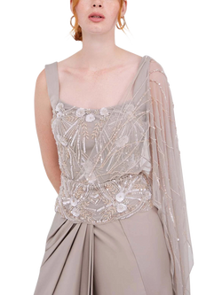 Raishma Esha Sleeveless Gown, Oyster - view 2, Oyster