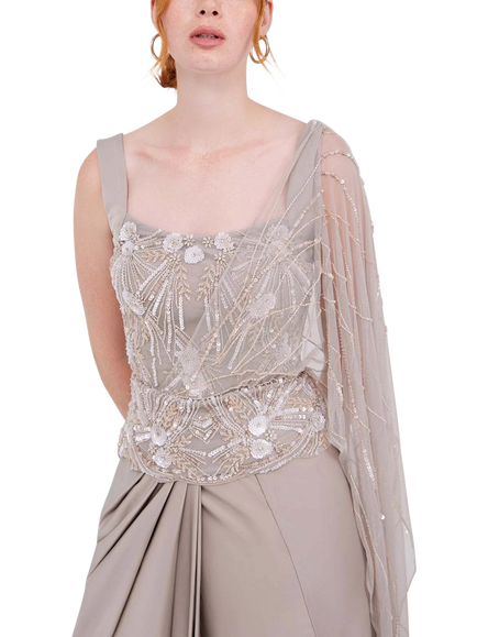 Raishma Esha Sleeveless Gown, Oyster - view 2, Oyster