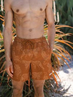 Chelsea Peers Tiger Print Swim Shorts, Orange - view 2, Orange