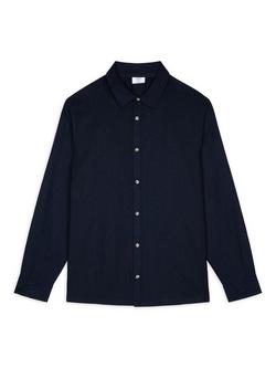 Chelsea Peers Long Sleeve Linen Blend Shirt, Navy