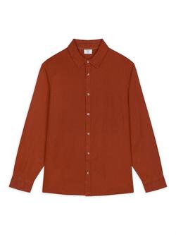 Chelsea Peers Long Sleeve Linen Blend Shirt, Red